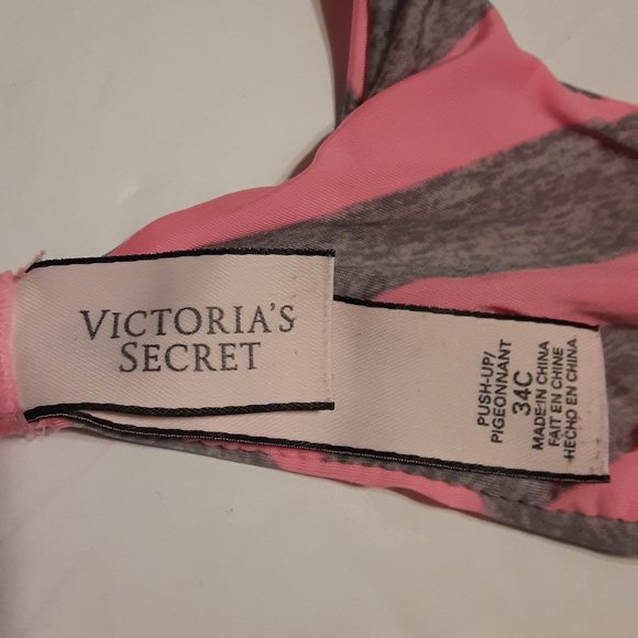 Victoria's Secret Women's Grey/Pink Push Up Bra Size 34C 343435-52R - Picture 3 of 6